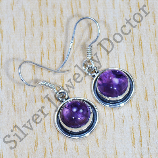 Wholesale Amethyst Gemstone 925 Sterling Silver Jewelry Fancy Earrings SJWE-697