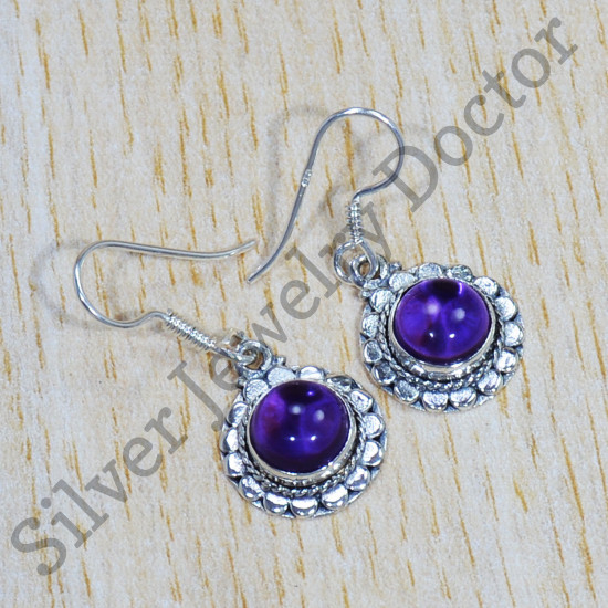 Amethyst Gemstone 925 Sterling Silver Handmade Jewelry Earrings SJWE-705