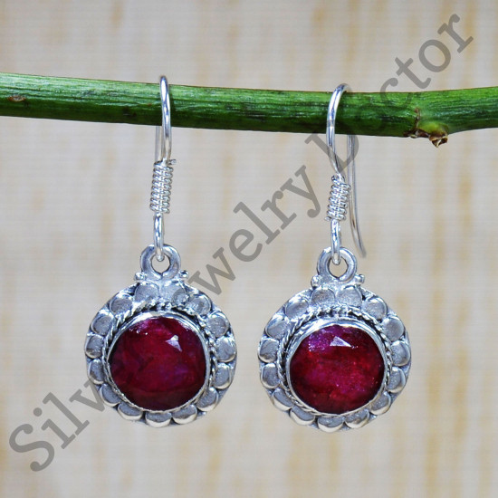 Casual Wear Jewelry Ruby Gemstone 925 Sterling Silver Earrings SJWE-713