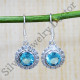 925 Sterling Silver Blue Topaz Gemstone Designer Jewelry New Earrings SJWE-716