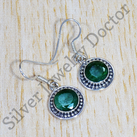 Emerald Gemstone 925 Sterling Silver Designer Jewelry Fine Earrings SJWE-727