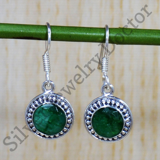 Emerald Gemstone 925 Sterling Silver Designer Jewelry Fine Earrings SJWE-727