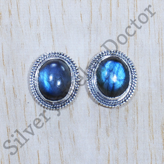 Exclusive 925 Sterling Silver Jewelry Labradorite Gemstone Royal Stud Earring SJWES-273
