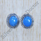 925 Sterling Silver Jewelry Blue Chacedony Gemstone New Fashion Stud Earring SJWES-349