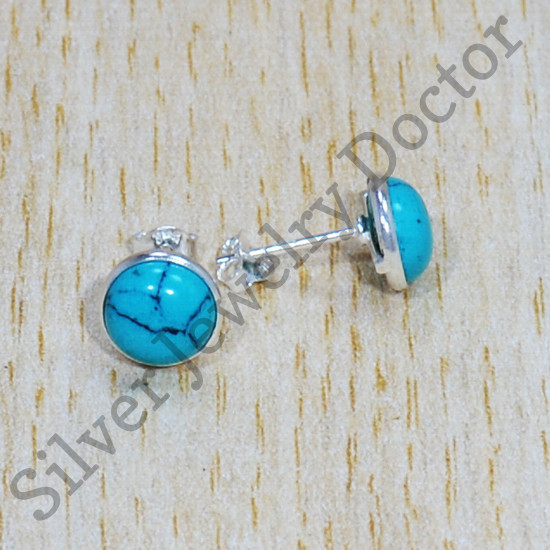 Turquoise Gemstone 925 Sterling Silver Amazing Look Jewelry Stud Earring SJWES-385