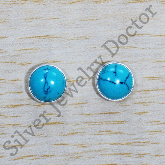 Turquoise Gemstone 925 Sterling Silver Amazing Look Jewelry Stud Earring SJWES-385
