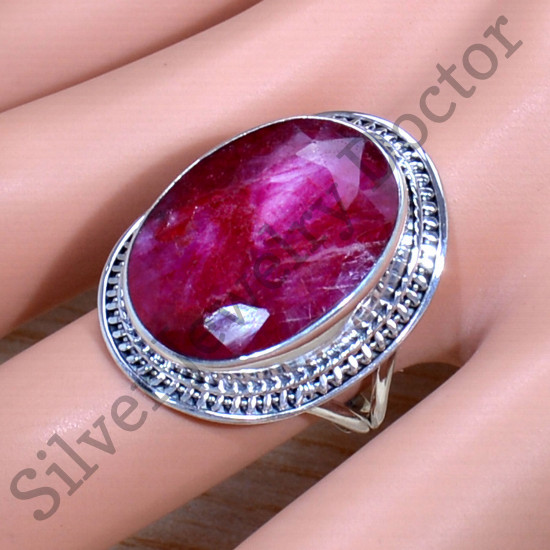 925 Sterling Silver Ruby Gemstone Classic Look Jewelry Ring SJWR-1607