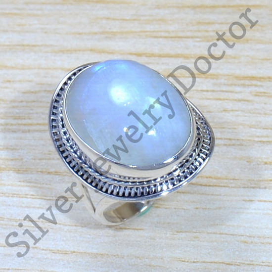 Beautiful Rainbow Moonstone Fine Jewelry 925 Sterling Silver Ring SJWR-1608