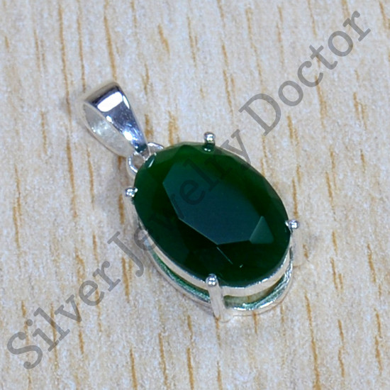 925 Sterling Silver Anniversary Gift Jewelry Green  Onyx Gemstone Pendant  SJWP-826