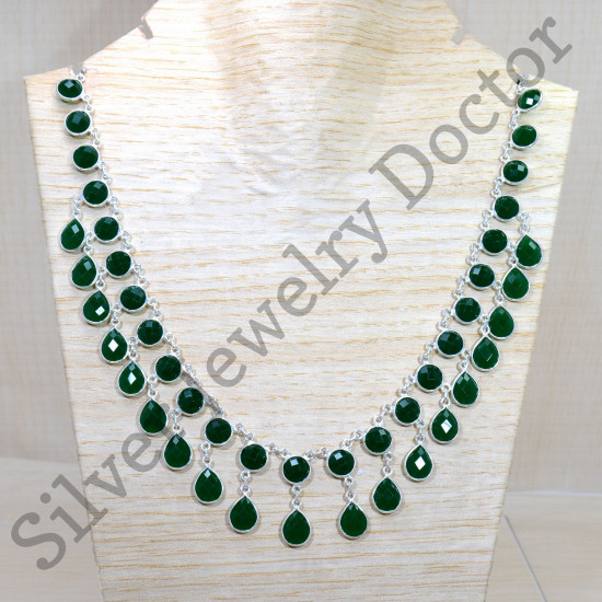 Green  Onyx Gemstone 925 Sterling Silver Traditional Jewelry Unique Necklace SJWN-156