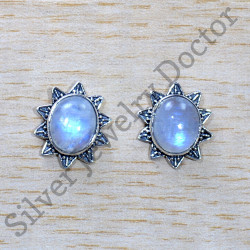 WHOLESALE 11PR925 SOLIDSTERLING SILVER WHITE RAINBOW MOON STONE  EARRING LOT o30 