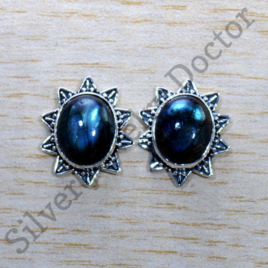 925 Sterling Silver Unique Jewelry Labradorite Gemstone Nice Stud Earring SJWES-438