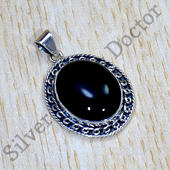 Black Onyx Gemstone 925 Sterling Silver Handmade Jewelry Pendant SJWP-839