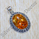 Authentic 925 Sterling Silver Fancy Jewelry Amber Gemstone Pendant SJWP-850
