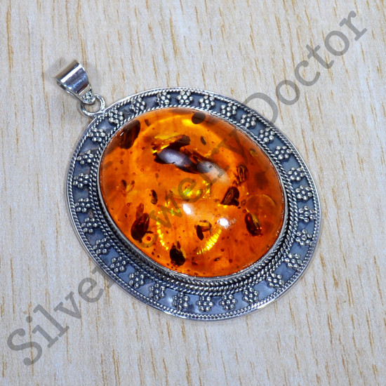 Amber Gemstone 925 Sterling Silver Factory Direct Jewelry Pendant SJWP-855