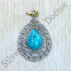 925 Sterling Silver Turquoise Gemstone Antique Look Jewelry Pendant SJWP-891
