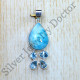 925 Sterling Silver Jewelry Larimar And Blue Topaz Gemstone Pendant SJWP-915