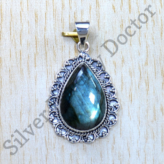 Authentic 925 Sterling Silver Labradorite Gemstone Jewelry Pendant SJWP-949