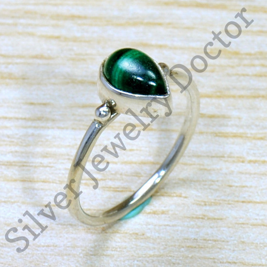 925 Sterling Silver Malachite Gemstone Handmade Jewelry Ring SJWR-1668