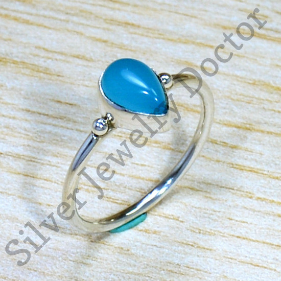 Blue Chalcedony Gemstone 925 Sterling Silver Causal Wear Jewelry Ring SJWR-1672