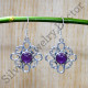 Amethyst Gemstone 925 Sterling Silver Causal Wear Jewelry Earrings SJWE-736