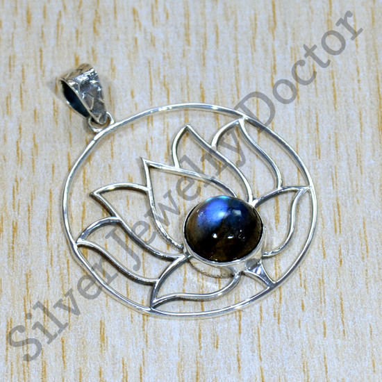 925 Sterling Silver Labradorite Gemstone Exclusive Jewelry Pendant SJWP-986