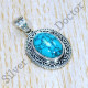 925 Sterling Silver Turquoise Gemstone Antique Look Jewelry Pendant SJWP-994