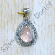 925 Sterling Silver Rose Quartz Gemstone Anniversary Gift Jewelry Pendant SJWP-1015