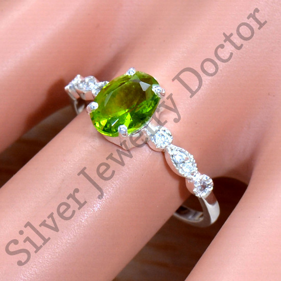 Peridot And Zircon Gemstone 925 Sterling Silver Jewelry Royal Ring SJWR-1679