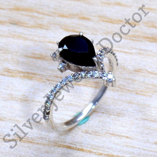 Real 925 Sterling Silver Black Onyx And Zircon Gemstone Latest Fashion Jewelry Ring SJWR-1686