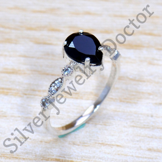 Factory Direct 925 Sterling Silver Black Onyx And Zircon Gemstone Jewelry Fine Ring SJWR-1690
