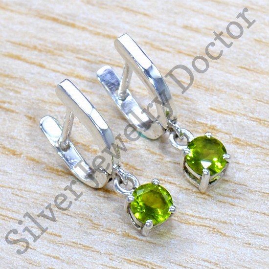 925 Sterling Silver Jewelry Peridot Gemstone Beautiful Stud Earrings SJWES-480