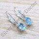 925 Sterling Silver Wholesale Jewelry Blue Topaz Gemstone Stud Earrings SJWES-489
