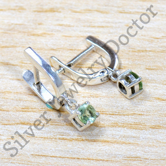 925 Sterling Silver Jewelry Green Amethyst Gemstone Wedding Stud Earrings SJWES-490