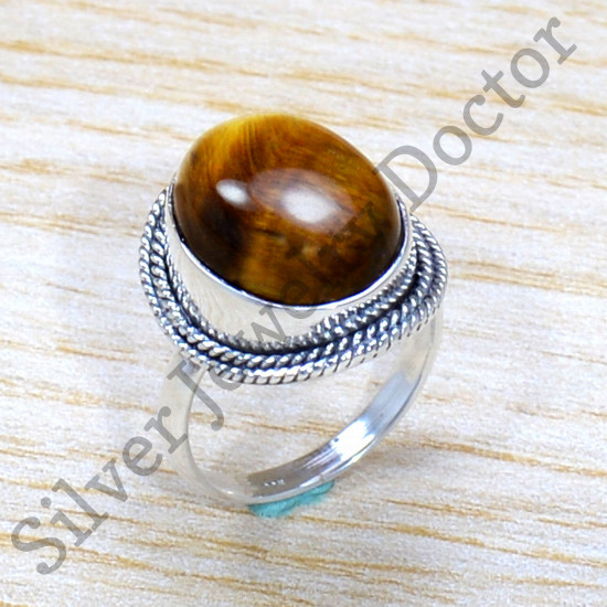 925 Sterling Silver Exclusive Jewelry Tiger Eye Gemstone Ring SJWR-1747