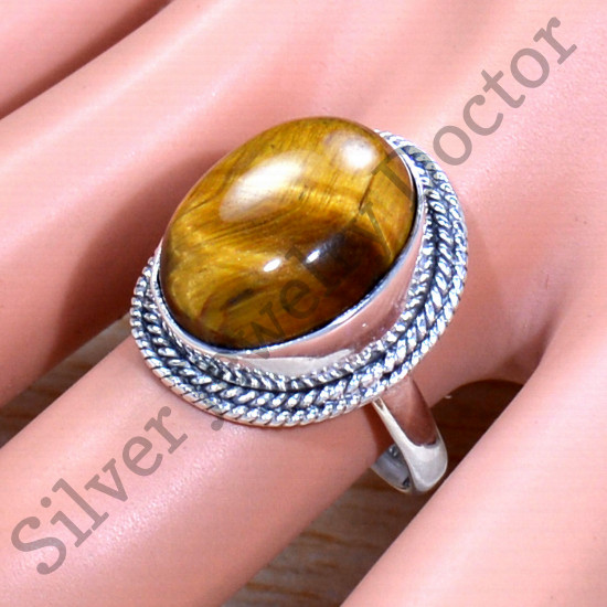 925 Sterling Silver Exclusive Jewelry Tiger Eye Gemstone Ring SJWR-1747