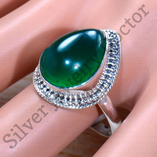 Authentic 925 Sterling Silver Green Onyx Gemstone Jewelry Ring SJWR-1791