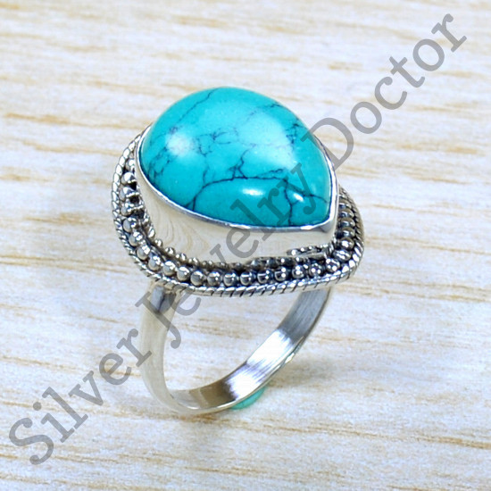 925 Sterling Silver Turquoise Gemstone Latest Fashion Jewelry Ring SJWR-1799