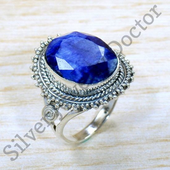 Anniversary Gift Jewelry Sapphire Gemstone 925 Sterling Silver Ring SJWR-1803