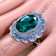 925 Real Sterling Silver Emerald Gemstone Jewelry Finger Ring SJWR-1820