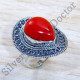 Amazing Look Jewelry 925 Sterling Silver Coral Gemstone Ring SJWR-1829