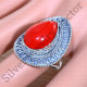 Amazing Look Jewelry 925 Sterling Silver Coral Gemstone Ring SJWR-1829