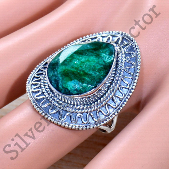 925 Sterling Silver Emerald Gemstone Exclusive Jewelry Ring SJWR-1830