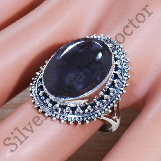 Amethyst Gemstone Jaipur Designer 925 Sterling Silver Jewelry Ring SJWR-1856