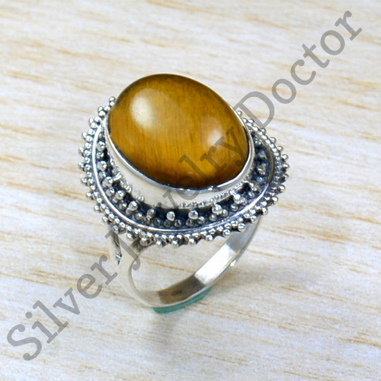 925 authentic stone Sterling Silver Ring  With Tiger's Eye