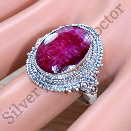 925 Sterling Silver Ruby Gemstone Light Wight Jewelry Ring SJWR-1885