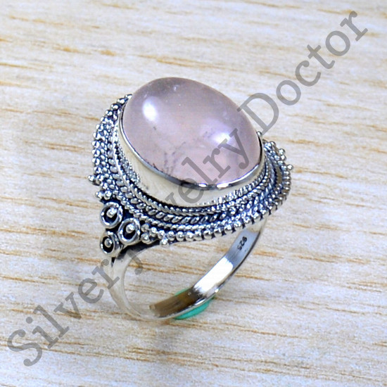 Anniversary Gift Jewelry 925 Sterling Silver Rose Quartz Gemstone Ring SJWR-1887