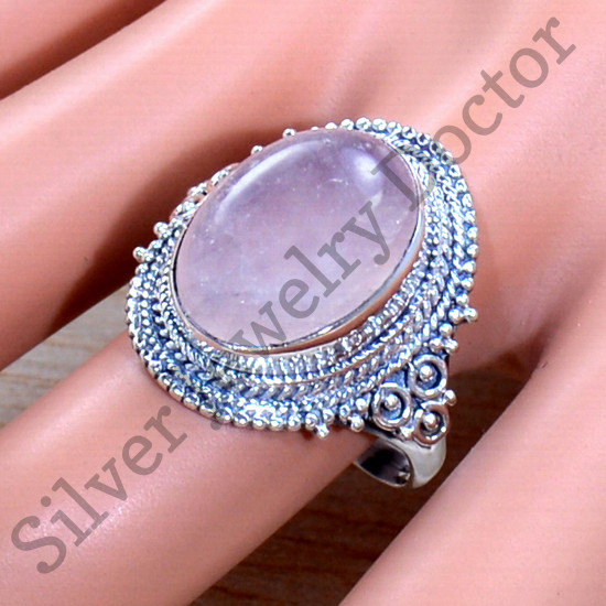 Anniversary Gift Jewelry 925 Sterling Silver Rose Quartz Gemstone Ring SJWR-1887
