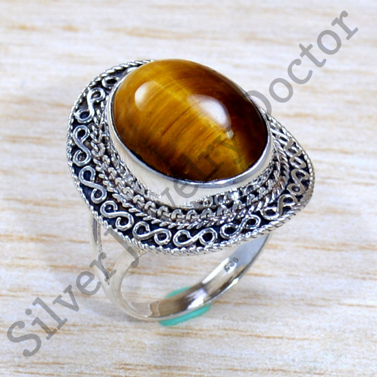 Tiger Eye Gemstone 925 Sterling Silver Wedding Jewelry Ring SJWR-1890
