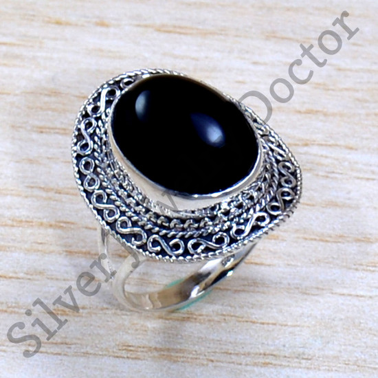 Beautiful 925 Sterling Silver Black Onyx Gemstone Jewelry Ring SJWR-1892